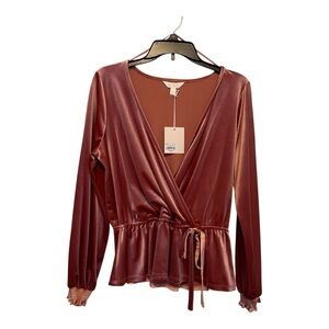 LC Lauren Conrad Brown Wrap Tie Front Blouse